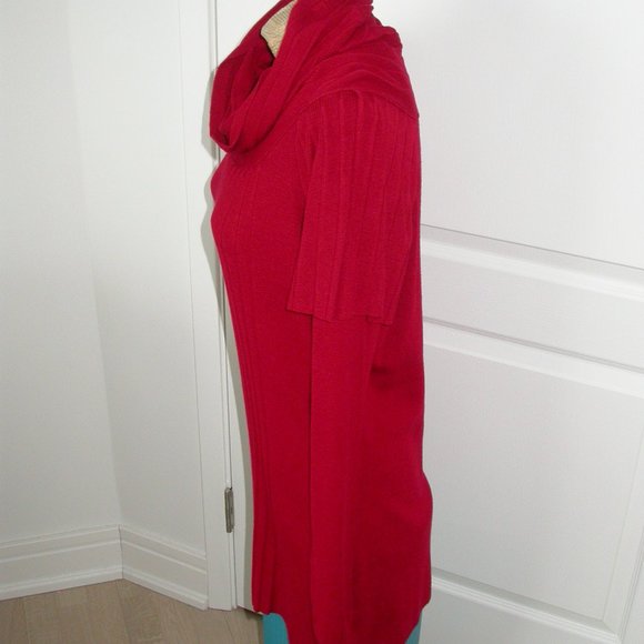 Red Knit Cowl Neck Tunic - Picture 9 of 13